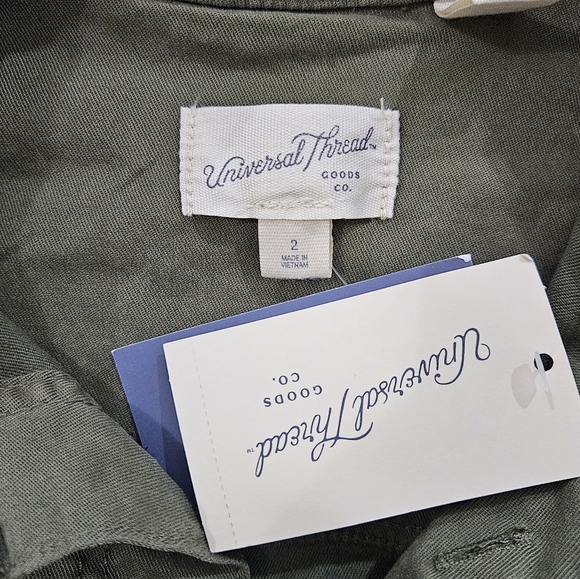 Universal Thread Button Front Short Sleeve Romper in Olive Navy Green Size 2 & 8 - Picture 6 of 10